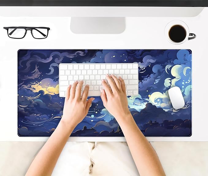 Pastel Large Mouse Pad Blue Desk Mat Aesthetic Sky Kawaii Gaming Mouse Pad XXL - Image 7