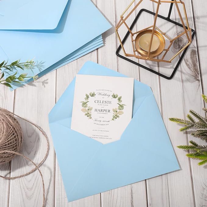 Whaline 50Pcs A7 Summer Invitation Envelopes Set Baby Blue Greeting Card - Image 4