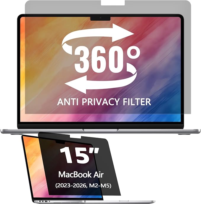 360° Privacy Screen Protector for MacBook Air 15 inch, Privacy Screen Filter by Halloive