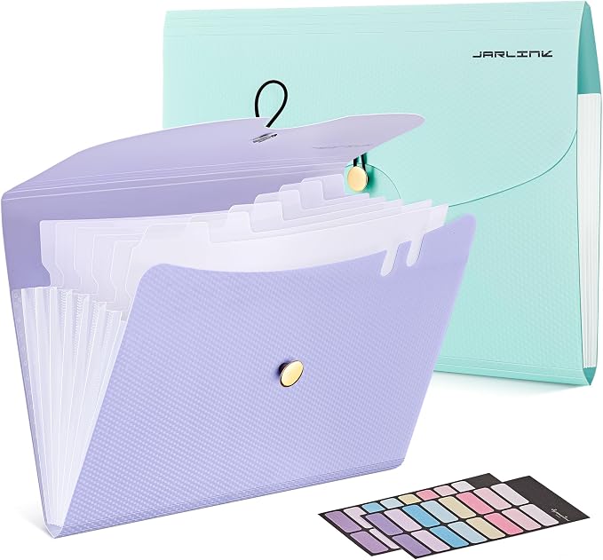 JARLINK 7 Pockets Expanding File Folder, A4 Accordion File Folders by JARLINK