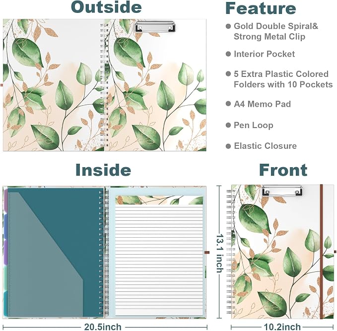 Hongri Clipboard Folio with Refillable Lined Notepad, 8.5 x 11 Folders with - Image 2