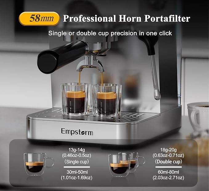 Espresso Machine 20 Bar with Steam Milk Frother, Stainless Steel Espresso maker with LED Display | Cold Brew & Hot Coffee Maker, Professional Cappuccino Expresso Machine for Home and Office-DeskLoop Office