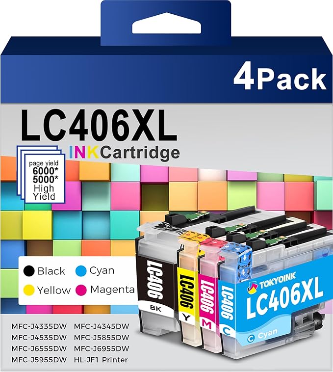 LC406XL Ink Cartridges Replacement for Brother LC406 LC 406 XL Ink Cartridge Compatible with MFC-J4335DW MFC-J6955DW MFC-J5855DW MFC-J4535DW Printers (4Pack)-DeskLoop Office