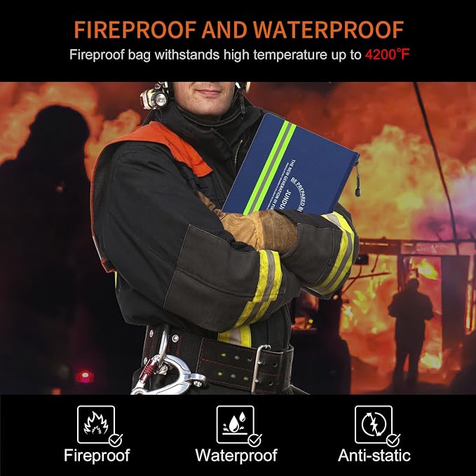 JUNDUN Fireproof Document Bag, 14.2”x 10.0”Waterproof and Fireproof Money Bag - Image 2