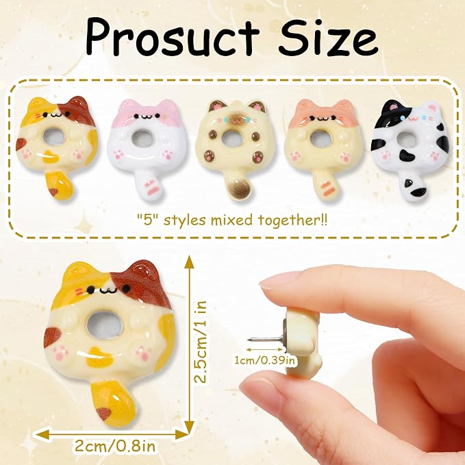 Decorative Cute Push Pins for Bulletin Board, Thumb Tacks, Cork Board Desk Wall - Image 2
