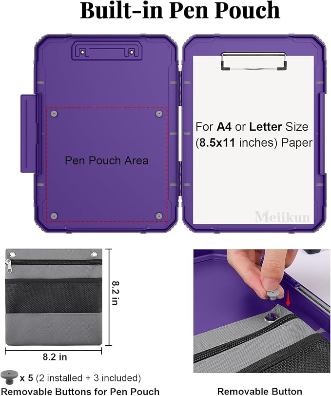 Meiikun Clipboard with Storage, Rugged Shockproof Protective, Internal Pen - Image 3