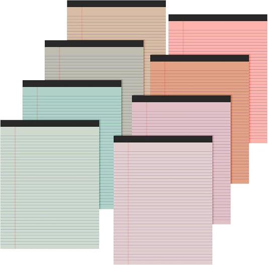 Fuutreo 8 Pcs 8.5'' x 11'' Colored Legal Pad Writing Pads Narrow Ruled 50 by Fuutreo