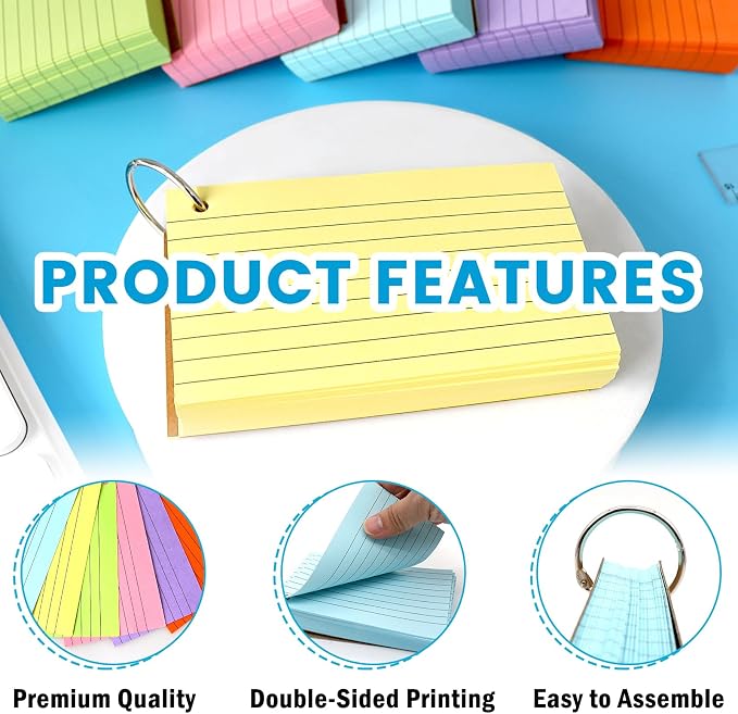 Lovppy 600PCS Index Cards, 3x5 Inches Colored Flash Cards - Image 3