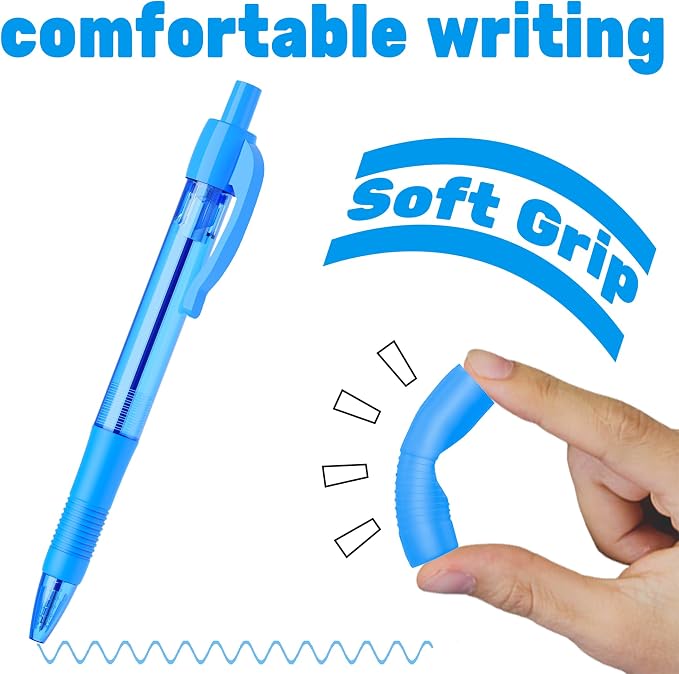 deegtran Pens Bulk, 30 Pack No Bleed Sky Blue Ink Click Pens - Image 4