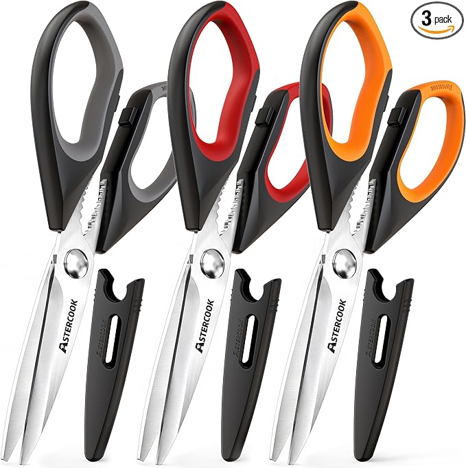 Astercook Kitchen Scissors 3 Pack, Heavy Duty All Purpose Kitchen Shears by Astercook