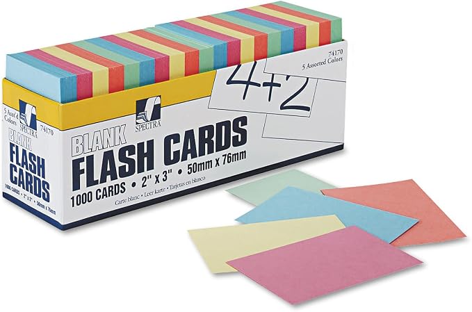 Blank Flash Card Dispenser Box Card Size 2'' x 3'' 1000 cards by School+Specialty