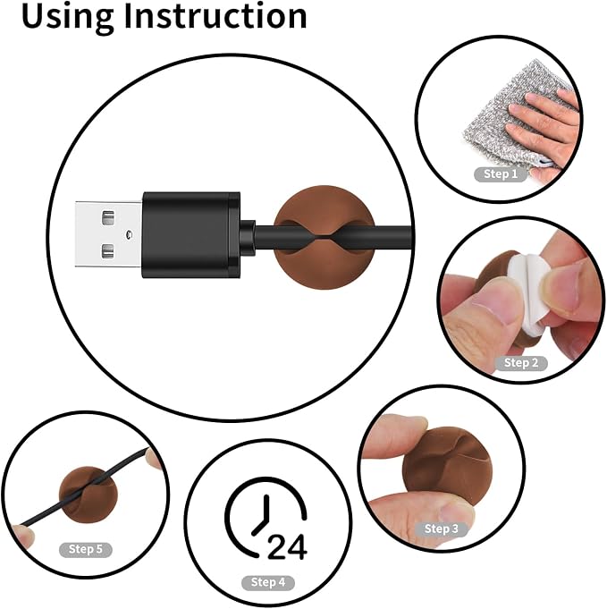 Flezoo Cord Holder Cable Clips, Office or Mouse - Image 7