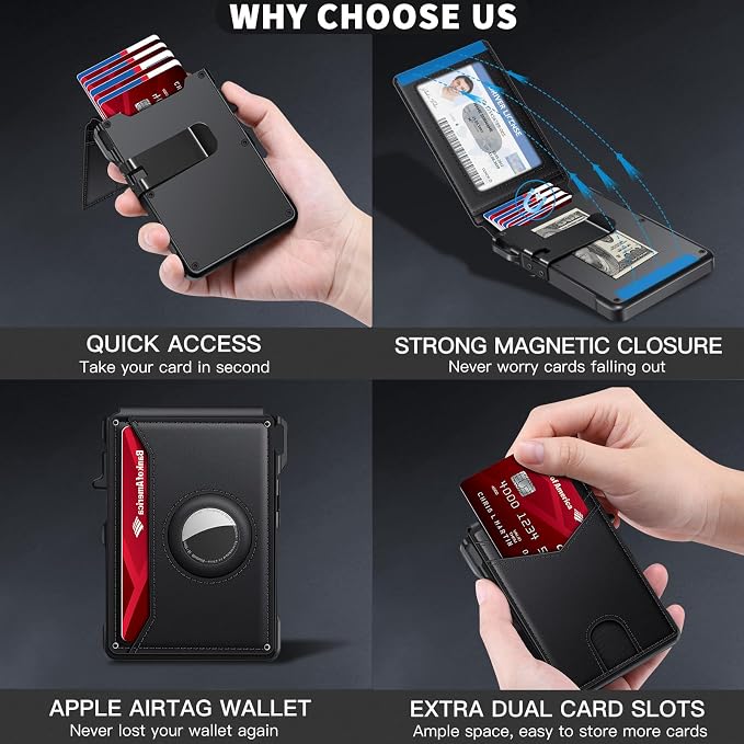 KIKVES Airtag Wallet for Men, Mens Smart Wallet for Air Tag RFID Blocking - Image 6