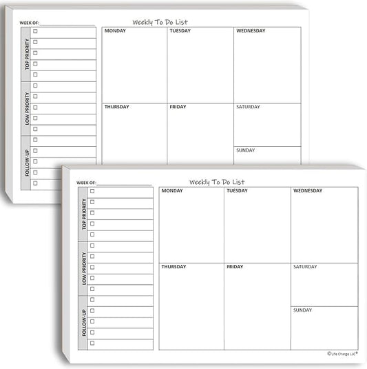 Weekly TO DO List Notepads Task Pad Planner w/Daily Checklist, Priority ToDo & by LifeCharge