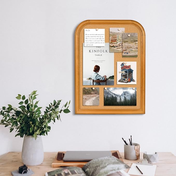 Cork Board for Walls, 23.6x17.7 inches Bulletin Board with Frame, Decorative Hanging Pin Board Vision Board Message Board for Office School Home Decor(2R&2S,4560,1p)-DeskLoop Office