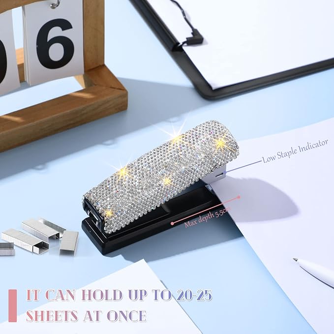 Yexiya Silver Sparkle Bling Stapler - Image 4