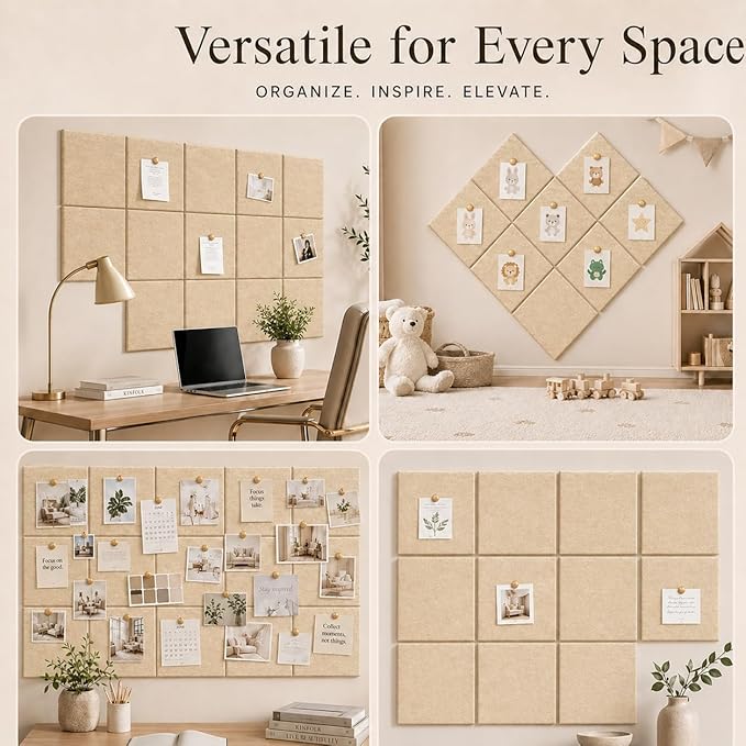 Felt Bulletin Board Tiles, Cork Board Alternative, 48 x 36 in | 0.35 in modular - Image 5