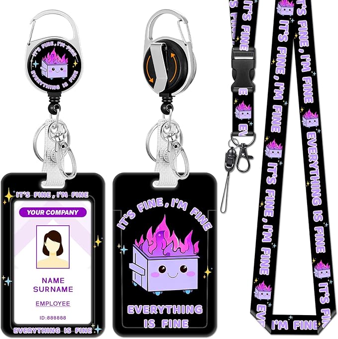 Hancynir Lanyards for Id Badges, Dumpster on Fire Badge Holder by Hancynir