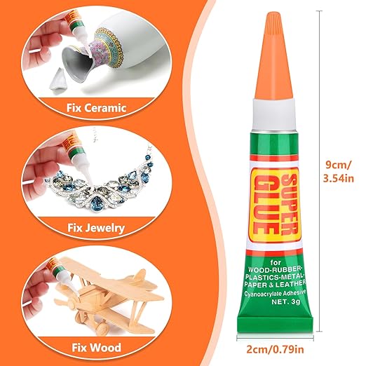 36 x 3g Super Strong Glue for All Purpose, Clear Cyanoacrylate Adhesive Instant Quick Dry Superglue Gel Tubes Bonding Plastic, Metal, Glass, Leather, Wood, Rubber, Jewelry, DIY Crafts Repair-DeskLoop Office