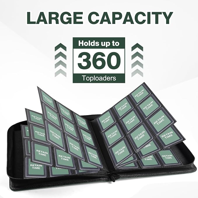 Toploader Binder, Holds 360 Toploaders, 100 Toploaders INCLUDED, 9-Pocket PU - Image 4