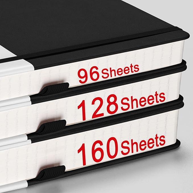 AHGXG Bullet Dotted Journal - 320 Numbered Pages Dot Grid Notebook A5 Thick Journal, 100gsm Thick Dotted Paper, Leather Hardcover,Inner Pocket, 5.75'' × 8.38'' - Black-DeskLoop Office