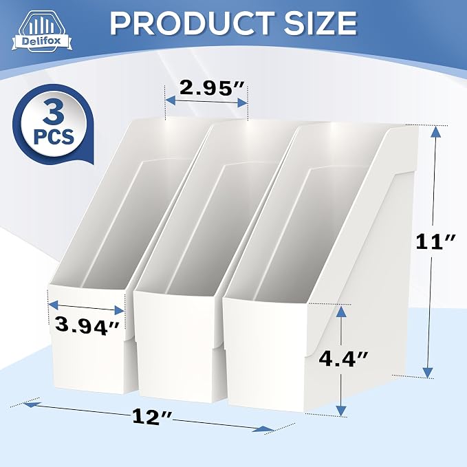Delifox 3 Pack Magazine Rack, Plastic File Folder Bin Desk Organizer - Image 2