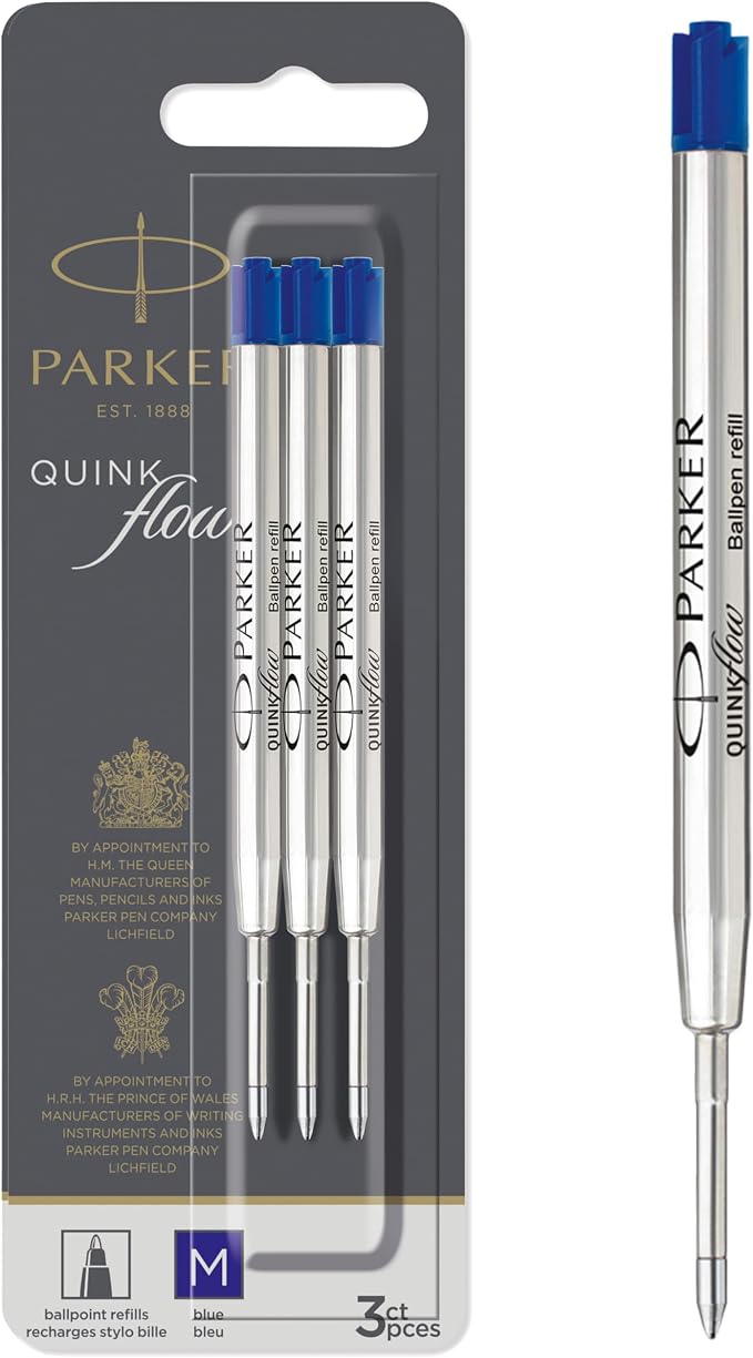 Parker QUINKflow Ballpoint Pen Ink Refills, Medium Tip by Unknown