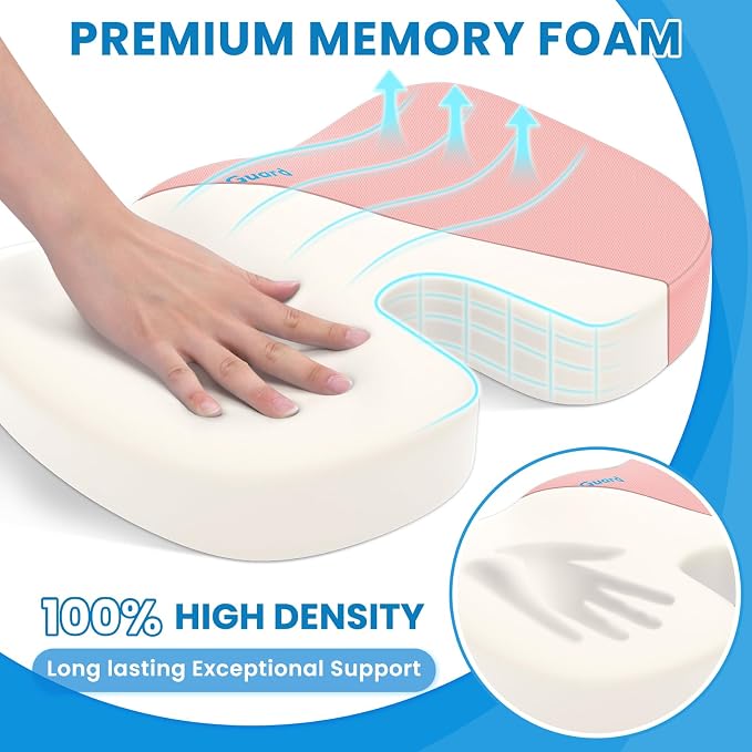 TushGuard Seat Cushion for Office Chair Memory Foam Non-Slip Cushion Back - Image 3