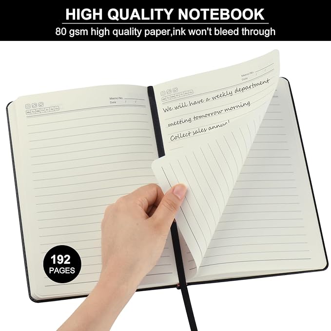 ZCZN Lined Journal Notebooks for Work, 5.5x8.3 in, 192 Pages, Hardcover Leather A5 Journals for Writing, Diary & Travel, College Ruled Journaling Notebooks for School, Office, Home (Black*6)-DeskLoop Office