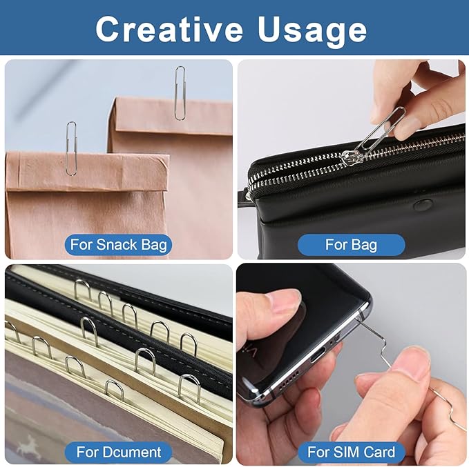 Large Paper Clips Non-Skid, 2 Inch Jumbo PaperClips, 300 Pcs Metal Paper Clips Large,Paperclips Non-Skid Clips for Office&School Supplies.-DeskLoop Office