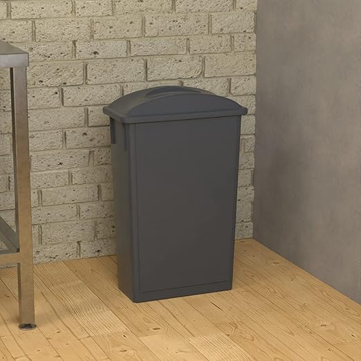 23 Gallon Gray Slim Jim Trash Can with Flat Lid with Handle-DeskLoop Office