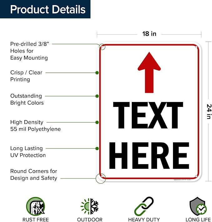 Custom Arrow, Custom Directional Sign, Up Arrow, 18x24 Inches, 55 mil thick - Image 6