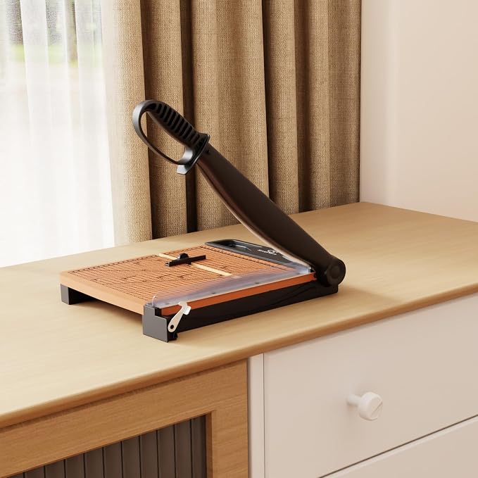 12 Inch Heavy Duty Paper Cutter, Wood Guillotine Paper Cutter & Paper Trimmer - Image 7