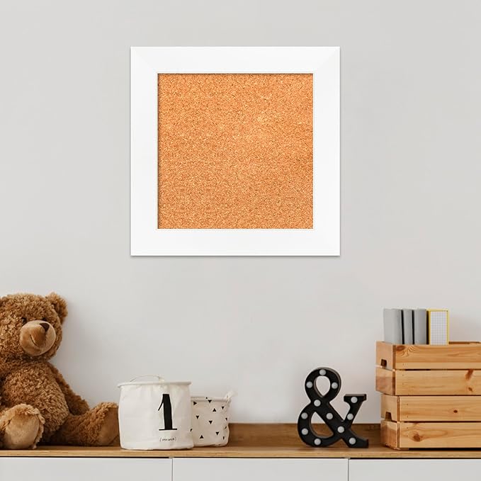 Amanti Art Natural Cork Board for Wall, 15x15 Vision Board with White Frame, X-Small Corkboard Office Decor for Home Organization, Modern Corkboard Pinboard to Display Items for Home Organization in-DeskLoop Office