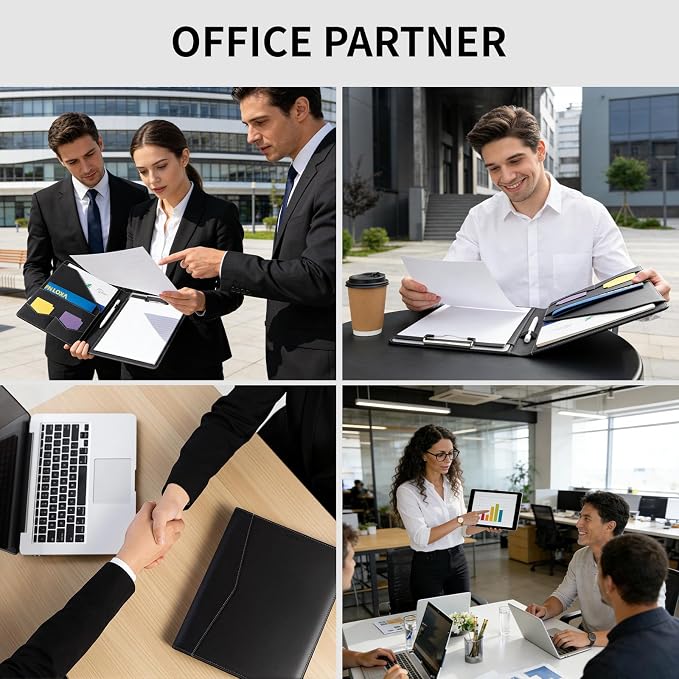 Professional Padfolio with Notepad Included | Faux Leather Portfolio Folder - Image 7