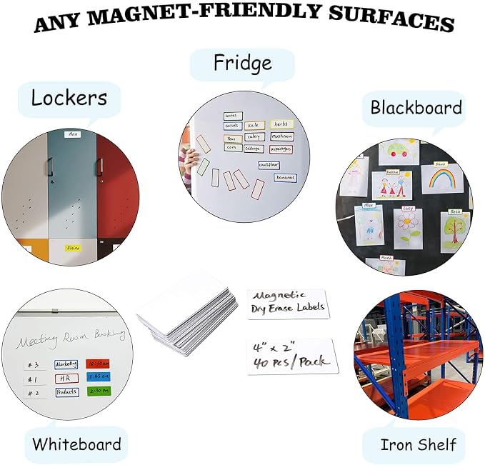 Dry Erase Magnetic Labels: 40PCS, 4x2”Blank Magnets Name Tags Plates - Image 5