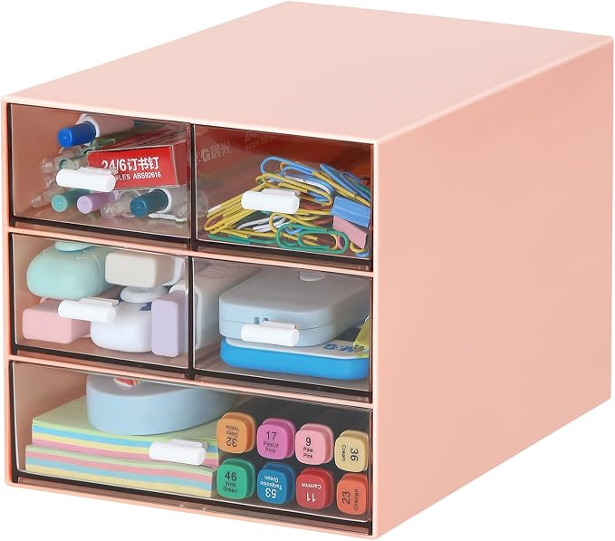 Desk Organizer with 5 Drawers, Rectangular Office Stationery Supplies Desktop by LETURE