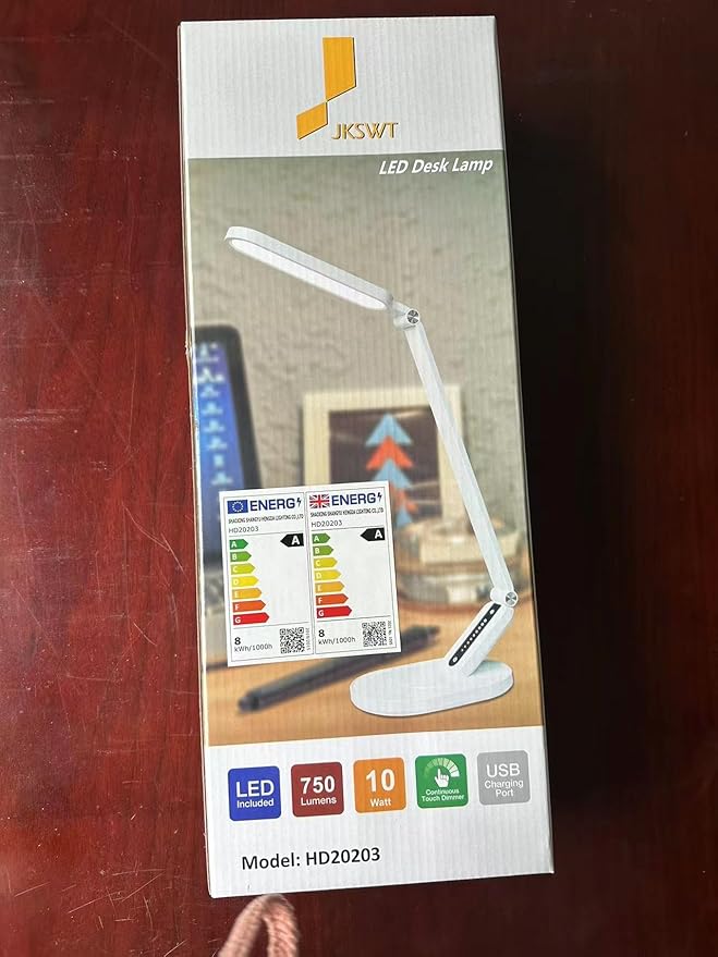 JKSWT Desk Lamp, for Eye Care, Dimmable Table Lamp with 5 Colour Modes, 72 LEDs with USB Charging Port, Touch Control and Memory Function, Office Lamp-DeskLoop Office
