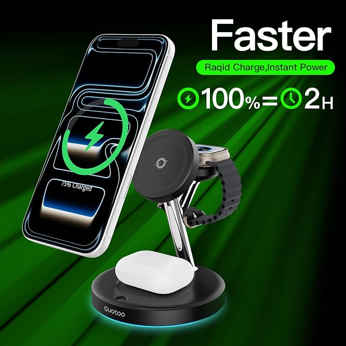 【Adjustable Blue Ambient Light】 Wireless Charger 3 in 1 - Image 2