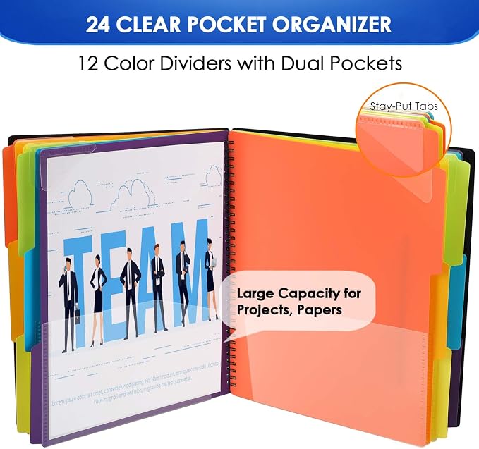 KTRIO 24 Pocket Project Organizer, Letter Size Spiral Binder, Letter Size Fit - Image 2