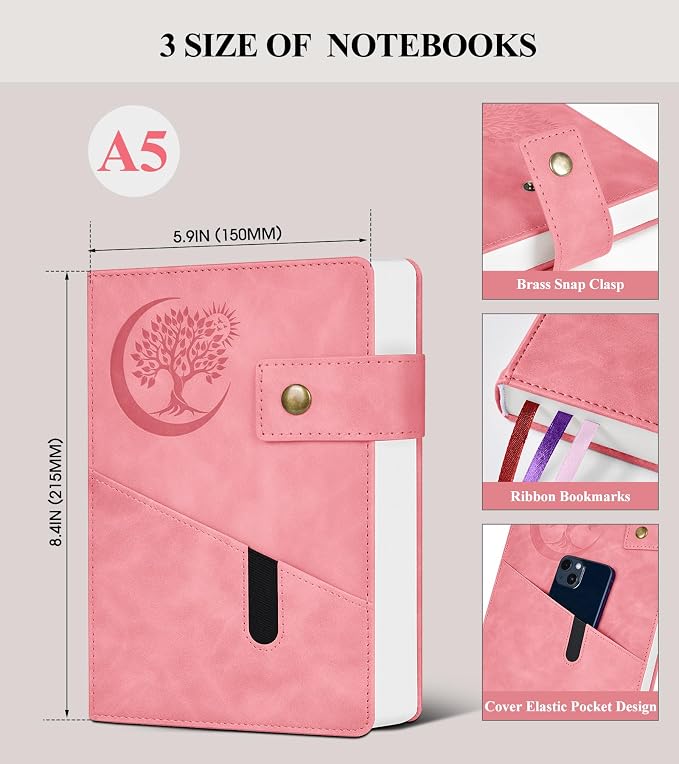 PAIBAS A5 Journal Notebook College Ruled 366 Page Leather Journal - Image 2