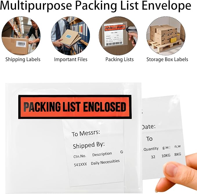 500 Pack 7.5 x 5.5 Inch Packing List Envelopes, Shipping Label Sleeves - Image 6