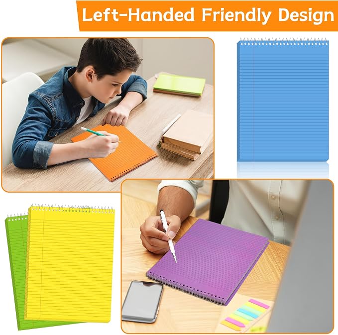 gisgfim 6 Pcs Colorful Top Bound Spiral Notebooks 8.5" x 11" College Ruled - Image 5