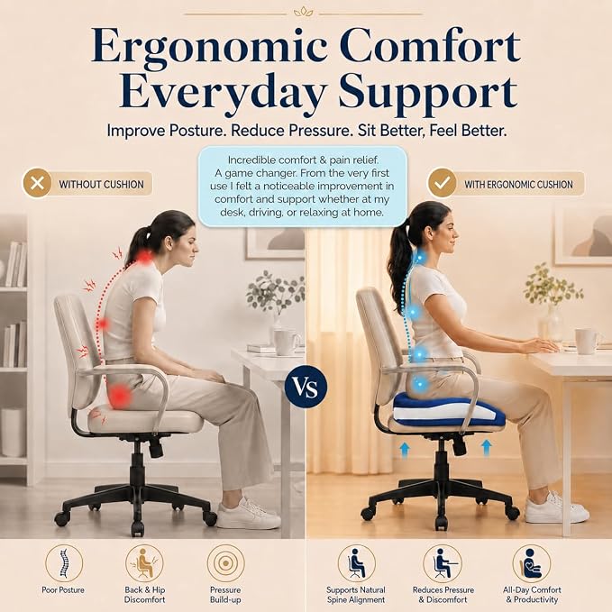 Memory Foam Seat Car Computer Desk Chair Cushion，Cushion - Image 8