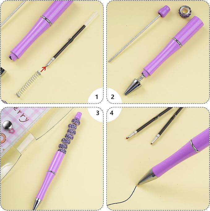 jiebor 100Pcs Beadable Pens Refills Ballpoint Pens Refills Black Ink 1.0mm - Image 4
