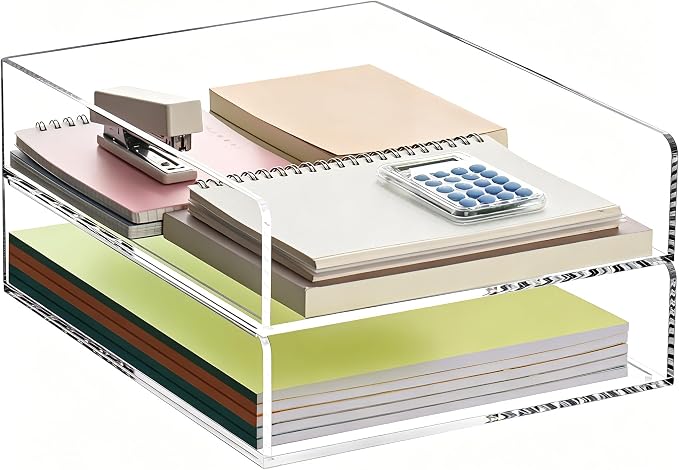 HeZone Paper Organizer Letter Tray, Acrylic Desk Organizer, Stackable Paper Tray by HeZone