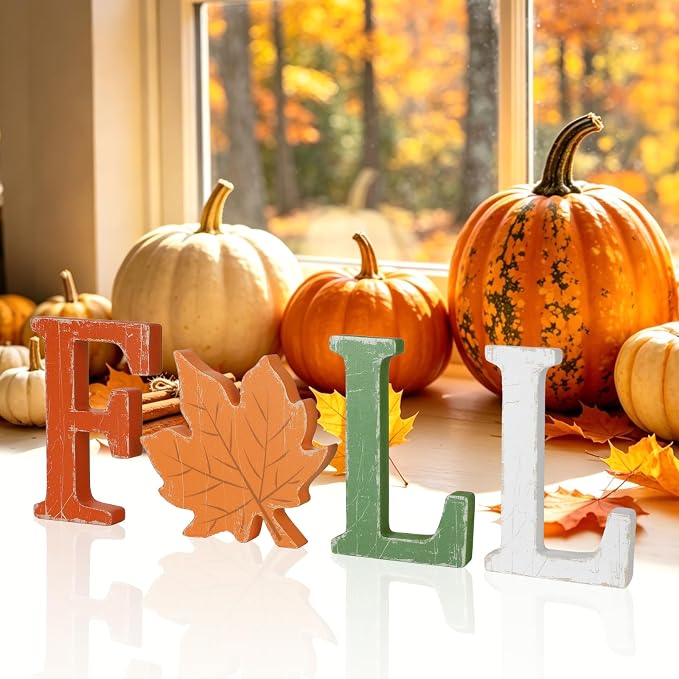 Fall Thanksgiving Decorations for Home, Retro Autumn Harvest Signs for Mantel - Image 5