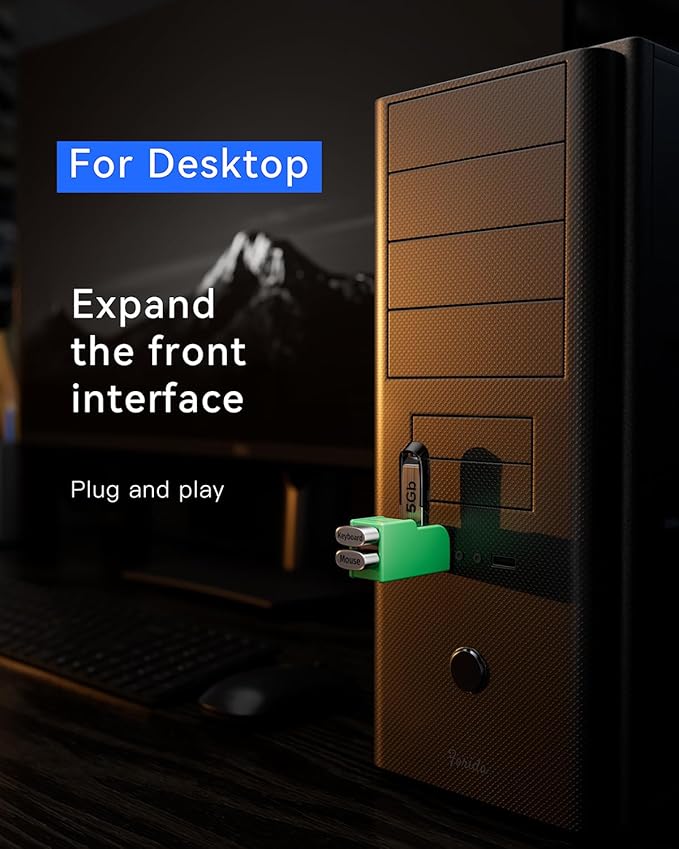 FORIDA 3 Ports USB 3.0 Adapter, USB Hub with 1 USB 3.0 and 2 USB 2.0 Ports, Portable USB Port Splitter for Keyboard, Mobile Hard Disk, U Disk, Camera, Mouse, etc (Green)-DeskLoop Office
