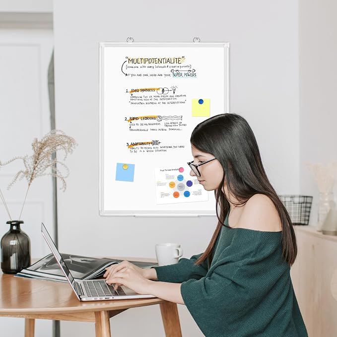 WALGLASS Double-Sided Dry Erase White Board, Hanging Mounted White Board Silver - Image 6