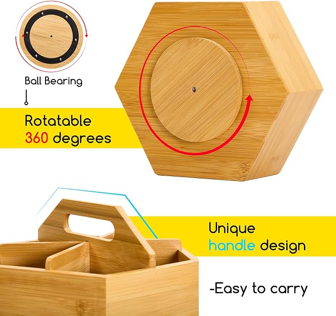 MEEDEN Bamboo Rotating Art Supply Desk Organizer: Pen & Pencil Holder - Image 5